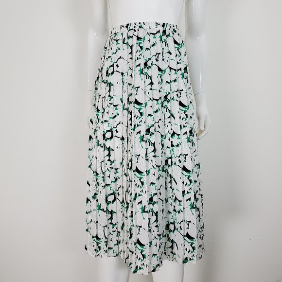 HELD Vintage 80's White Floral High Pleated Midi Skirt - Picture 3 of 8